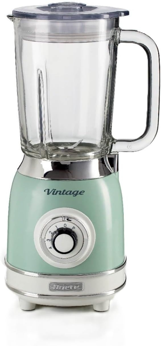 Ariete 583, Frullatore Vintage con tazza in vetro da 1,5 Litri, 4 Lame in Acciaio Inox, 4 Velocità + Pulse,1000 Watt, Verde
