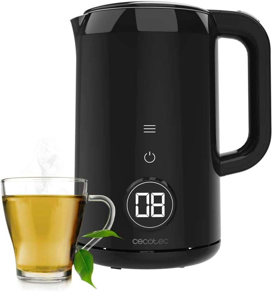 Cecotec ThermoSense 400 VisionLight Electric Kettle with Digital Screen, 1.7 Litre Capacity, 2200 W, Glass and Stainless Steel Interior, Touch Screen, 7 Temperature Levels, 360º Swivel Base
