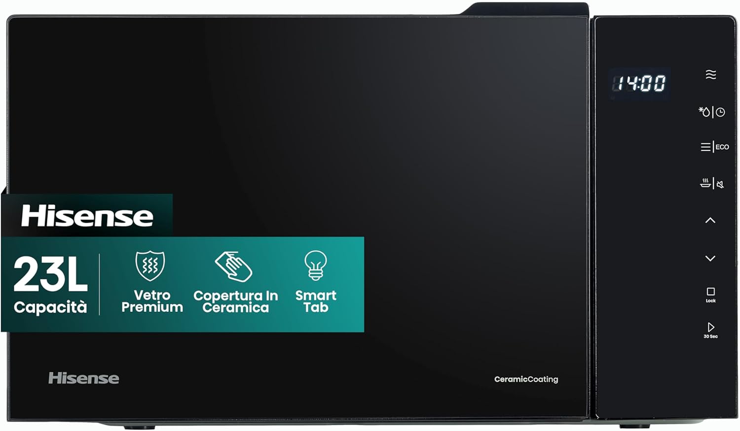 Hisense Microonde H23MOBS5H4, cavità 23L, apertura porta a sinistra, display LED touch, 8 funzioni, 800W