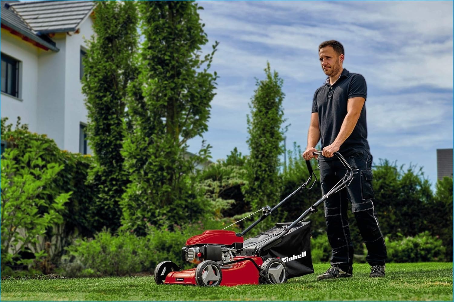 Einhell Tosaerba a benzina GC-PM 40/1 (1,2 kW, regolazione dell'altezza a 3 stadi, alloggiamento in plastica, sacco di raccolta con indicatore del livello di riempimento, per 800 m²)