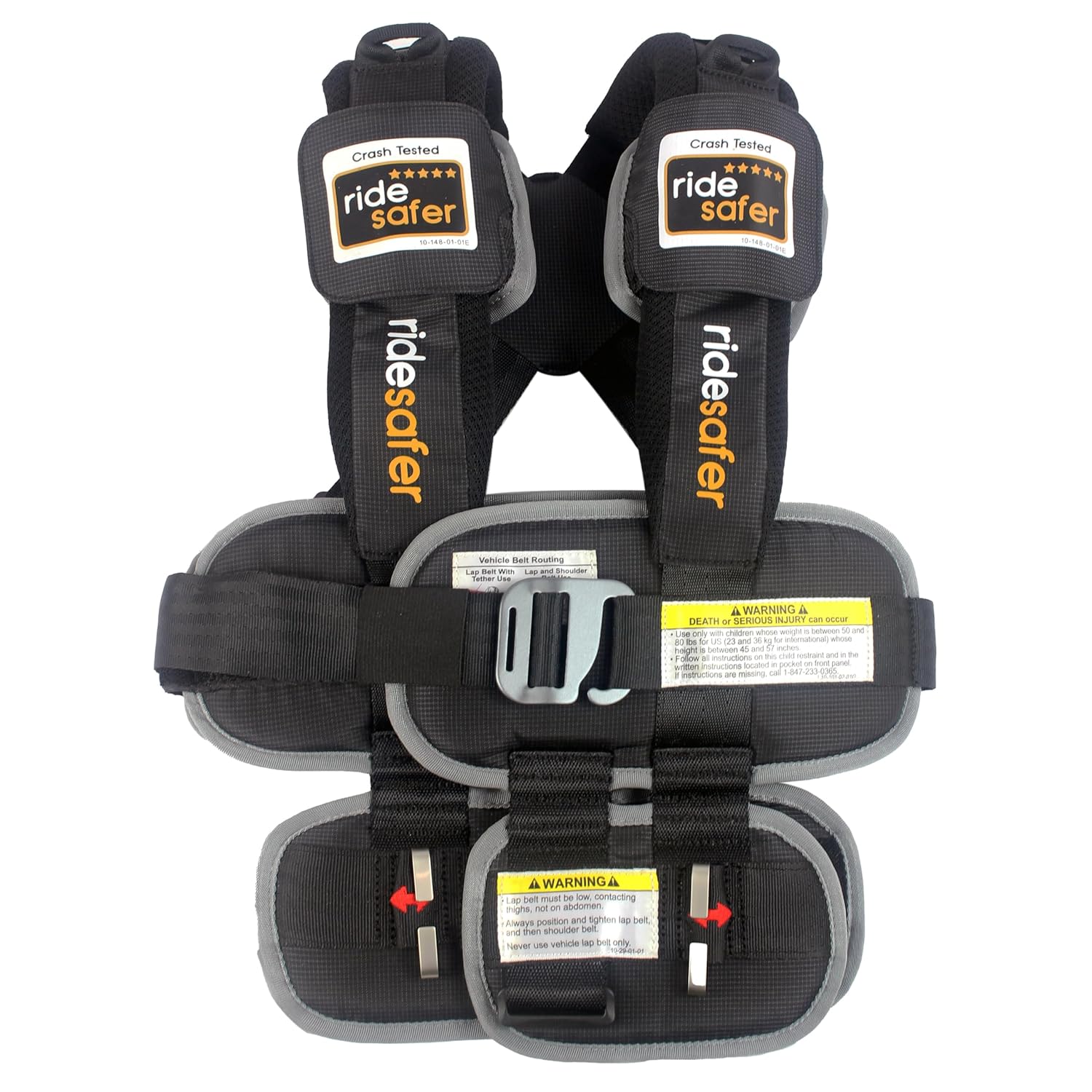 Gilet da viaggio Ride Safer con zaino con cerniera - Seggiolino auto leggero, compatto e portatile, indossabile. Perfetto per l'uso quotidiano, per viaggi in auto condivisa e per il noleggio auto. (Small/Nero)