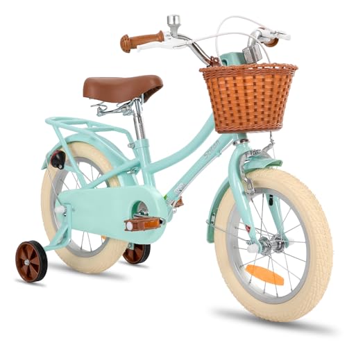 STITCH MANCHI Bicicletta per bambini da 16 pollici con cestino e stabilizzatori per bambini e bambine di 4 5 6 7 anni, verde menta… : Sport e tempo libero