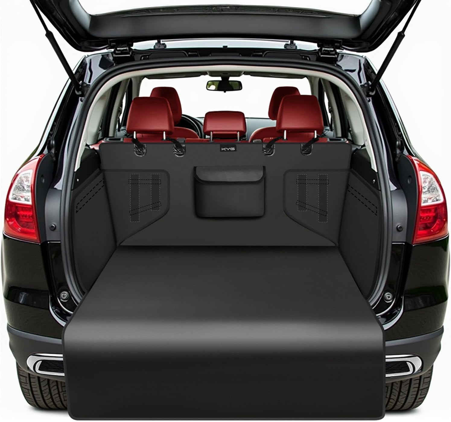 KYG Universal Waterproof and Durable Car Cover for Dogs with Side Protection, Easy to Clean Dog Car Trunk Cover for Car, SUV and Truck, 185 x 105 x 38 cm – Grey