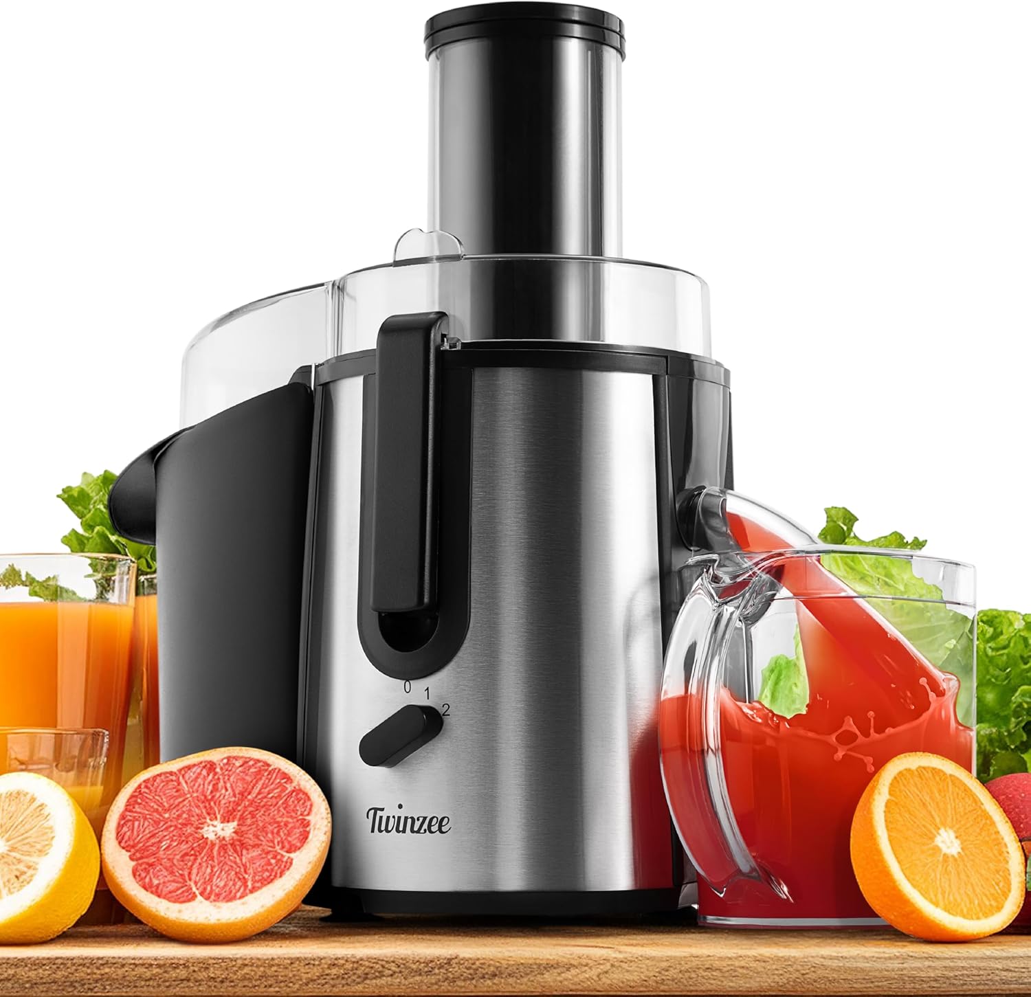 Twinzee Centrifuga 850W Estrattore Frutta e Verdura – Juicer con Bocca da 75 mm e 2 Velocità