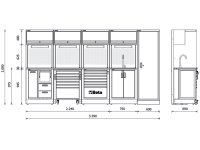 Arredo modulare per officina Beta RSC50 H 3590x690x2000 mm con modulo lavandino