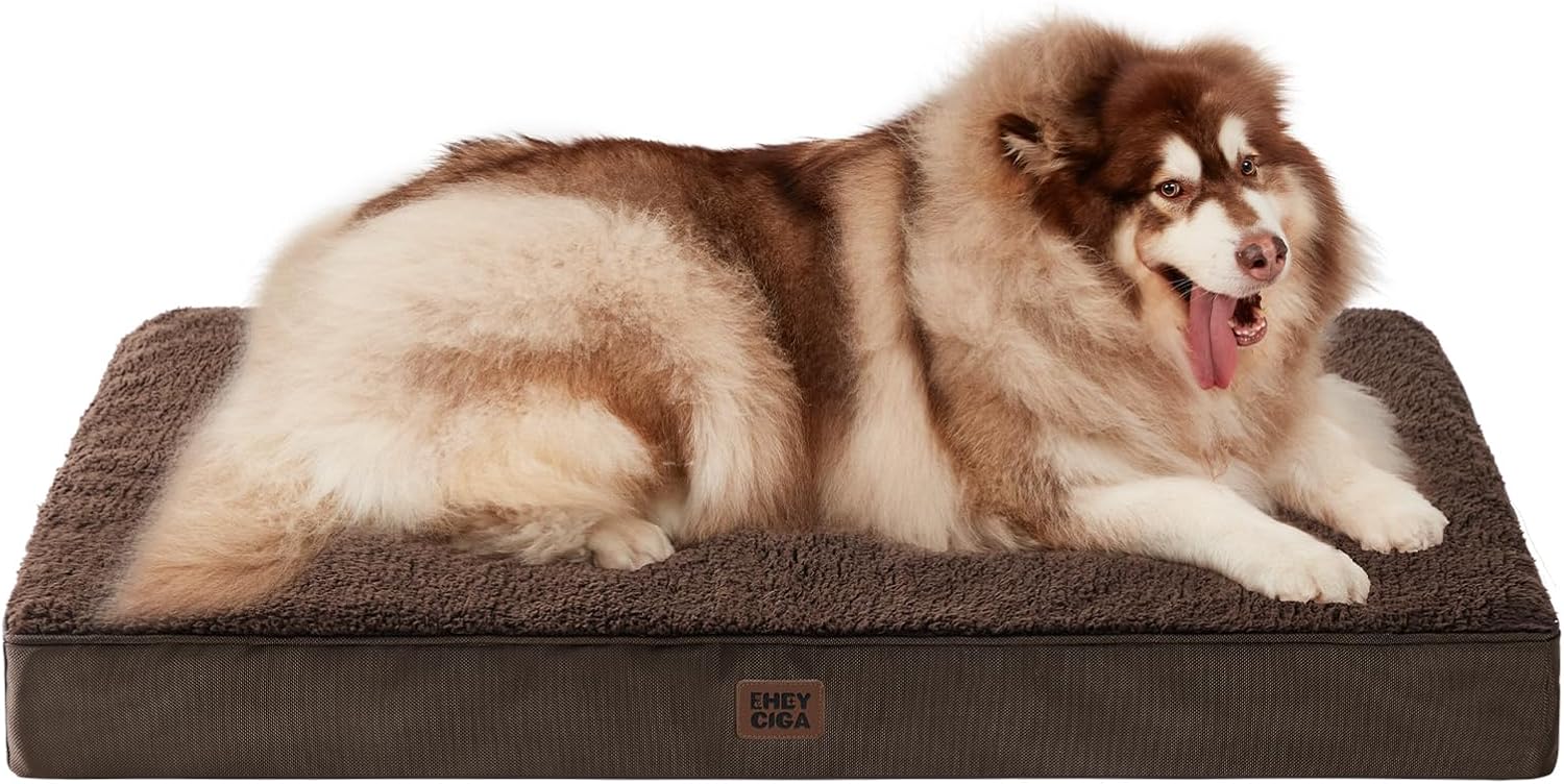 EHEYCIGA Cuccia Cane Interno Taglia Grande XXL, (120L x 74W cm) Ortopedica Cuscino per Cani, Cuscino Cane Sfoderabile e Lavabile, Ortopedico Lettino per Cani, Orthopedic Dog Bed, Grigio