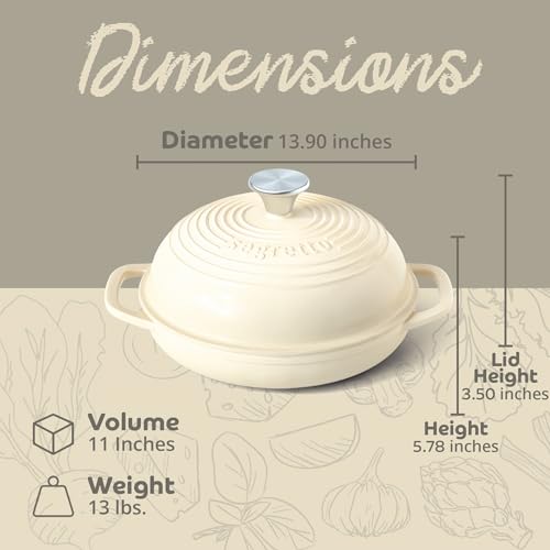 Padella per pane in ghisa smaltata con coperchio, 28 cm, bianco Perla (bianco) forno per pane in ghisa per lievito naturale, forno olandese per pane Segretto Cookware : Amazon.it: Giochi e giocattoli