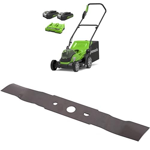 Greenworks G24X2LM36K2X Tagliaerba a Batteria, Ampiezza di Taglio 36cm, Sacca da 40L CON Due Batterie 2 x 24V (Pari a 48V) & Caricabatterie Doppio   Greenworks Lama di Ricambio da 35 cm : Amazon.it: Giardino e giardinaggio