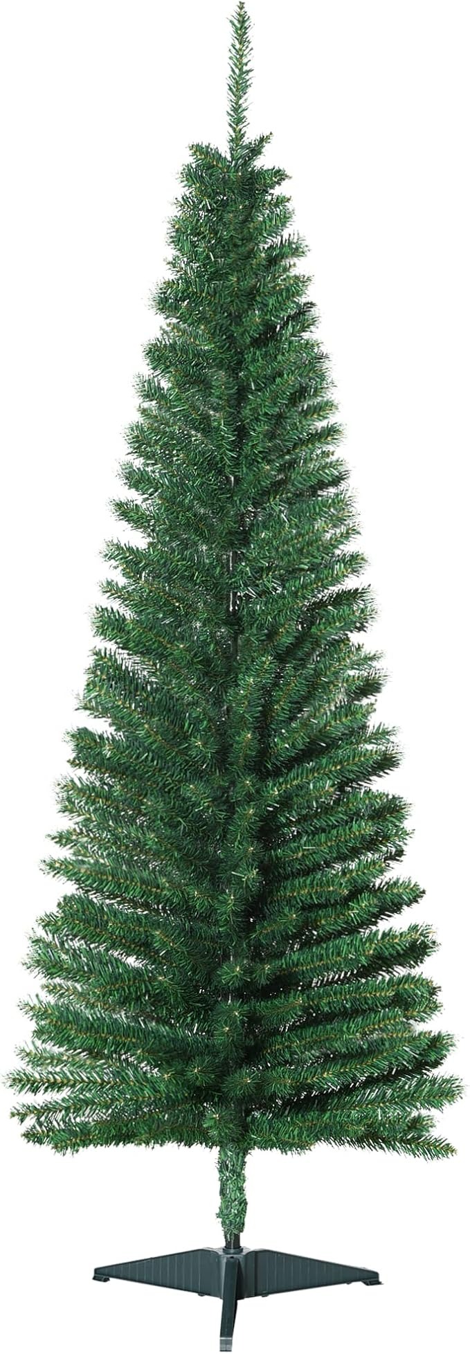 HOMCOM Albero di Natale Artificiale 180 cm con Rami Realistici, Albero di Natale Alto e Stretto con Base in Plastica, Verde