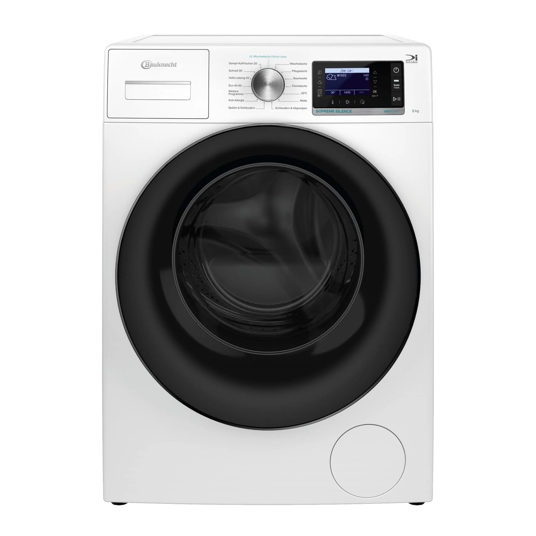 2025 Lavatrice Bauknecht B6R 88 SILENCE DE / 8 kg / Caricamento frontale / Supreme Silence / Classe energetica A-20% / 1400 giri/min / Motore ZEN / Lavatrice particolarmente silenziosa / Steam 3.0 – 3 potenti tecnologie a vapore