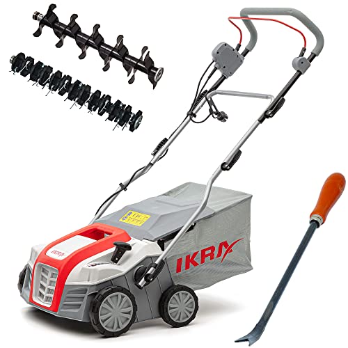 IKRA scarificatore arieggiatore elettrico IEVL 1840, cesto di raccolta 55l, larghezza 40cm, profondità di lavoro regolabile, incl. estirpatore di erbacce : Amazon.it: Giardino e giardinaggio
