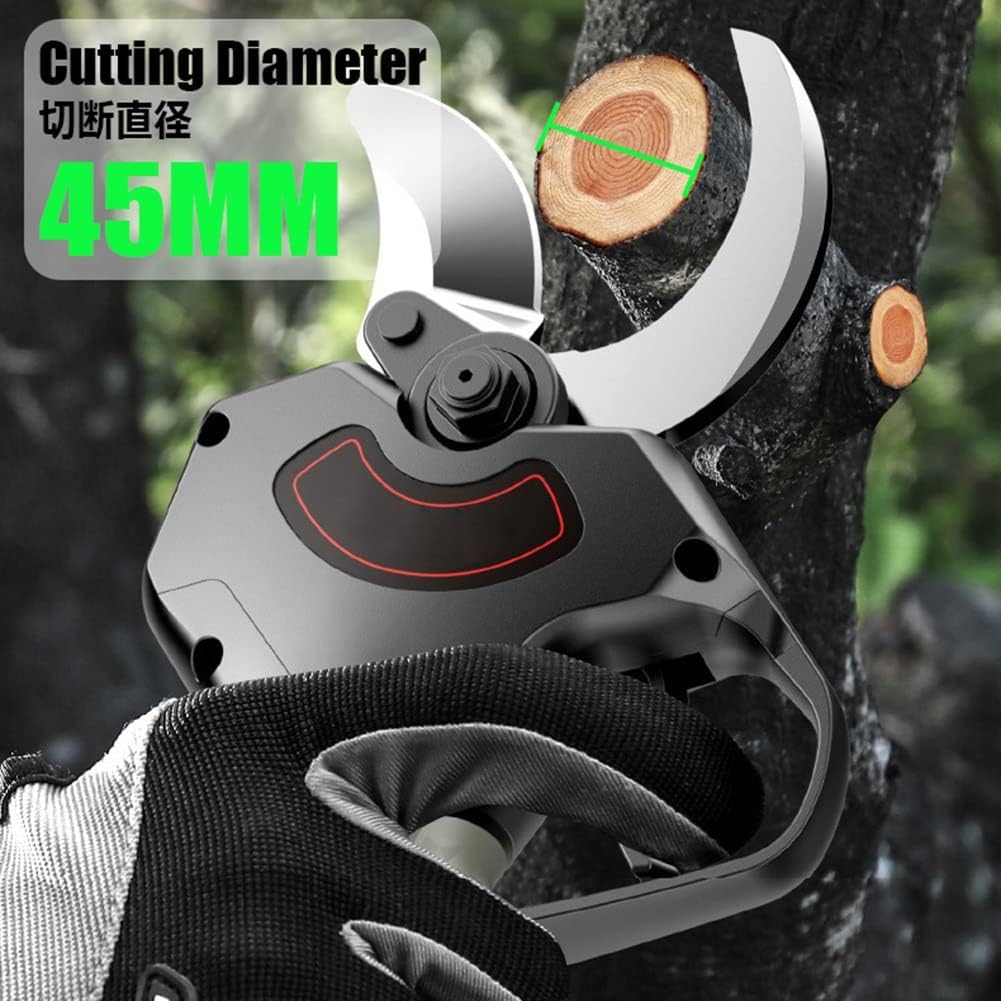 MMCUBE VUSNPL Electric Cordless Pruning Shears for Trees 45 mm with Extension Rod, Electric Branch Pruner, Professional Electric Scissors, 2/3 Batteries