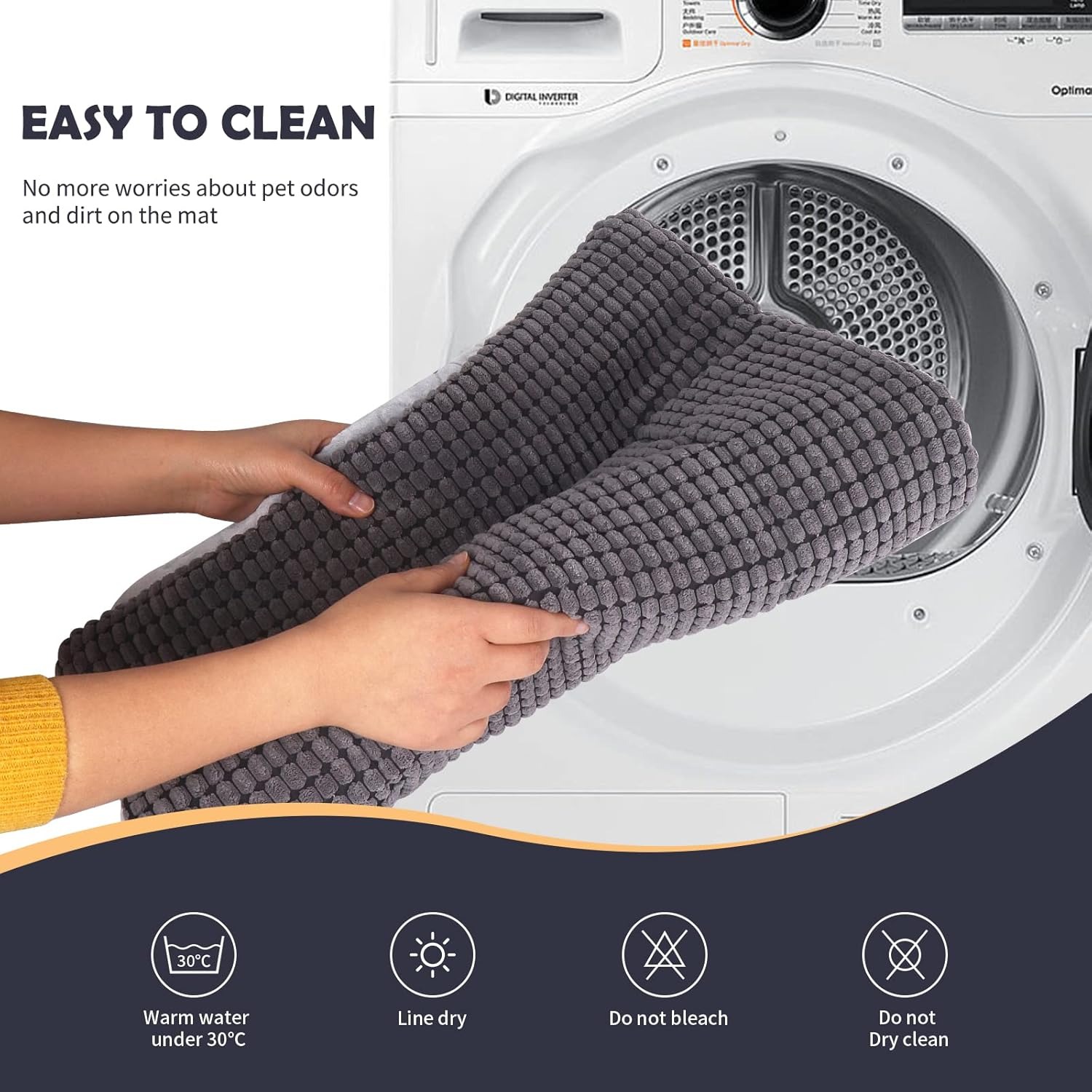 IEUUMLER Materasso per Cani, Cuscino per Cane Gatto, Pelosa Morbida Lavabile Doppio Uso Materasso per Grande Medio Piccolo Cani Gatti FC014 (Grigio,106 * 71cm)