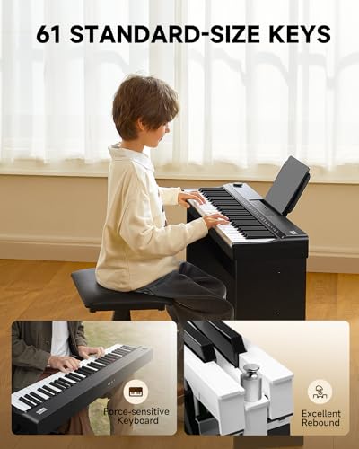 Donner DK 10S Tastiera luminosa per pianoforte per principianti, portatile per pianoforte elettrico a 61 tasti con durata della batteria 5H, connessione wireless, supporto in legno, POP APP, nero : Amazon.it: Strumenti Musicali