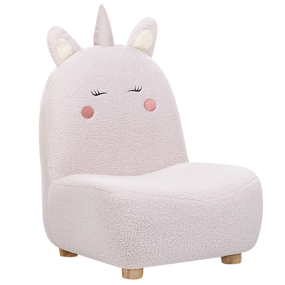 Sedia per animali Rosa Poliestere Imbottita con braccioli Sedile per cameretta per bambini Design moderno Forma di unicorno