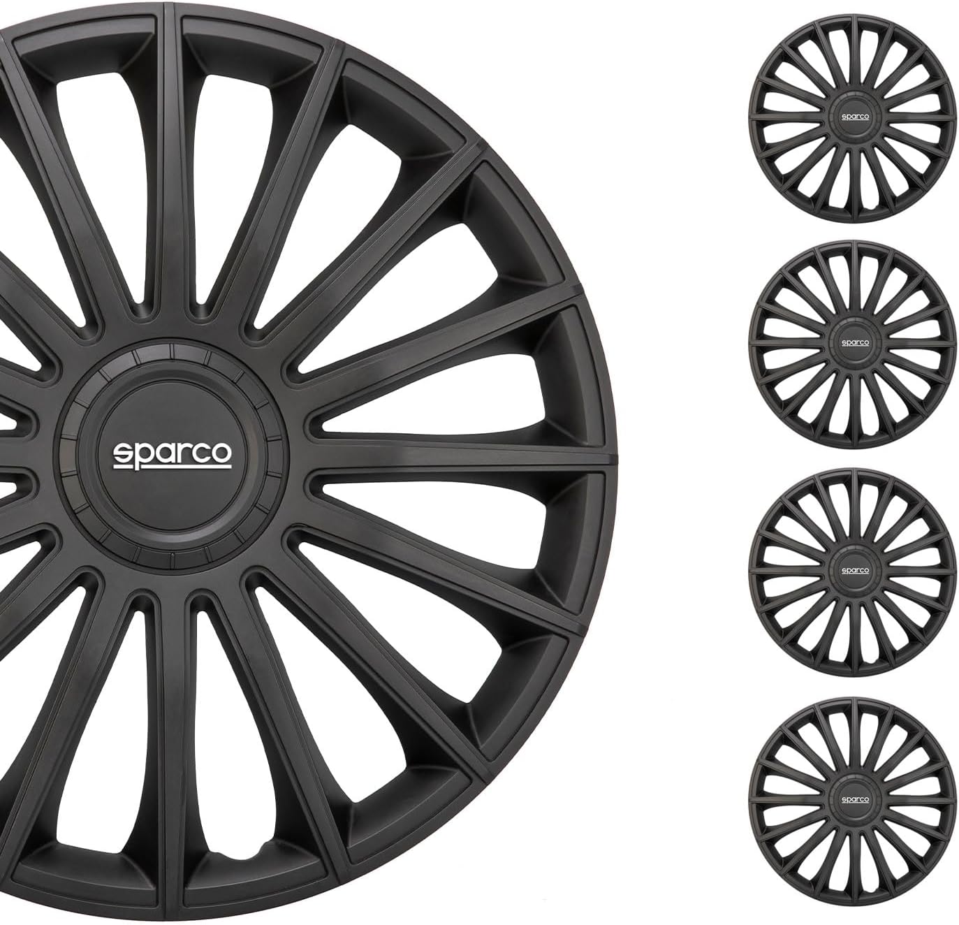 Sparco Lazio SPC1591BKGR Set of 4 Wheel Trims 15 Inch Black Grey