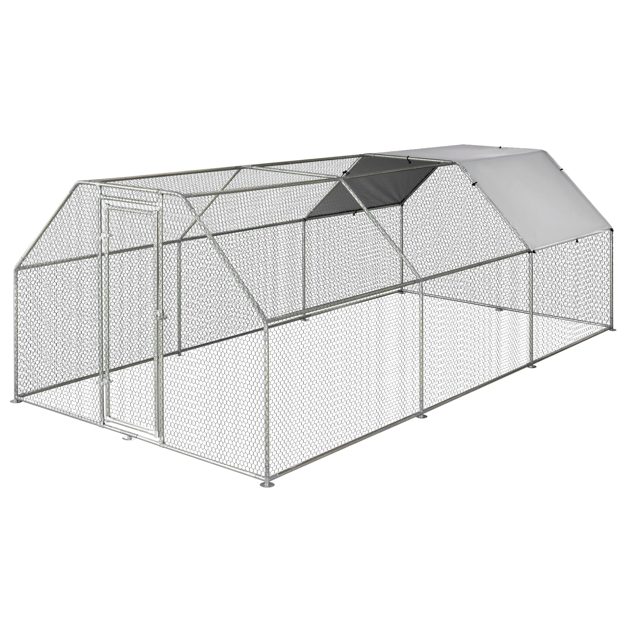 Easycomfort Recinto Gabbia per Galline in Metallo Galvanizzato Impermeabile, Pollaio con Porta e Copertura Oxford, 280x570x195cm