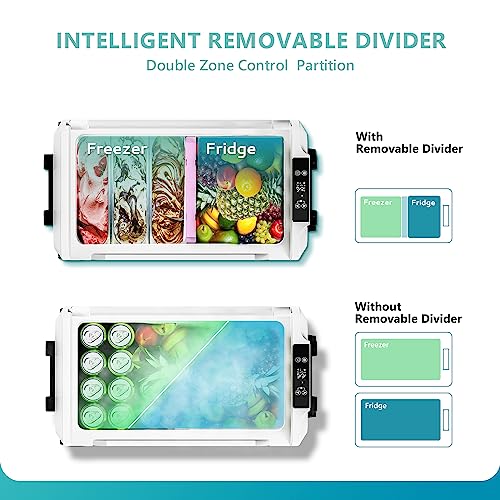 EUHOMY Frigoriferi da 12 Volt, controllo APP   15,6 °C ~ 20 °C, frigorifero elettrico portatile da 58 litri, 12/24 V DC e 120 240 V AC, divisorio rimovibile, frigorifero per auto, campeggio, viaggi, : Amazon.it: Auto e Moto