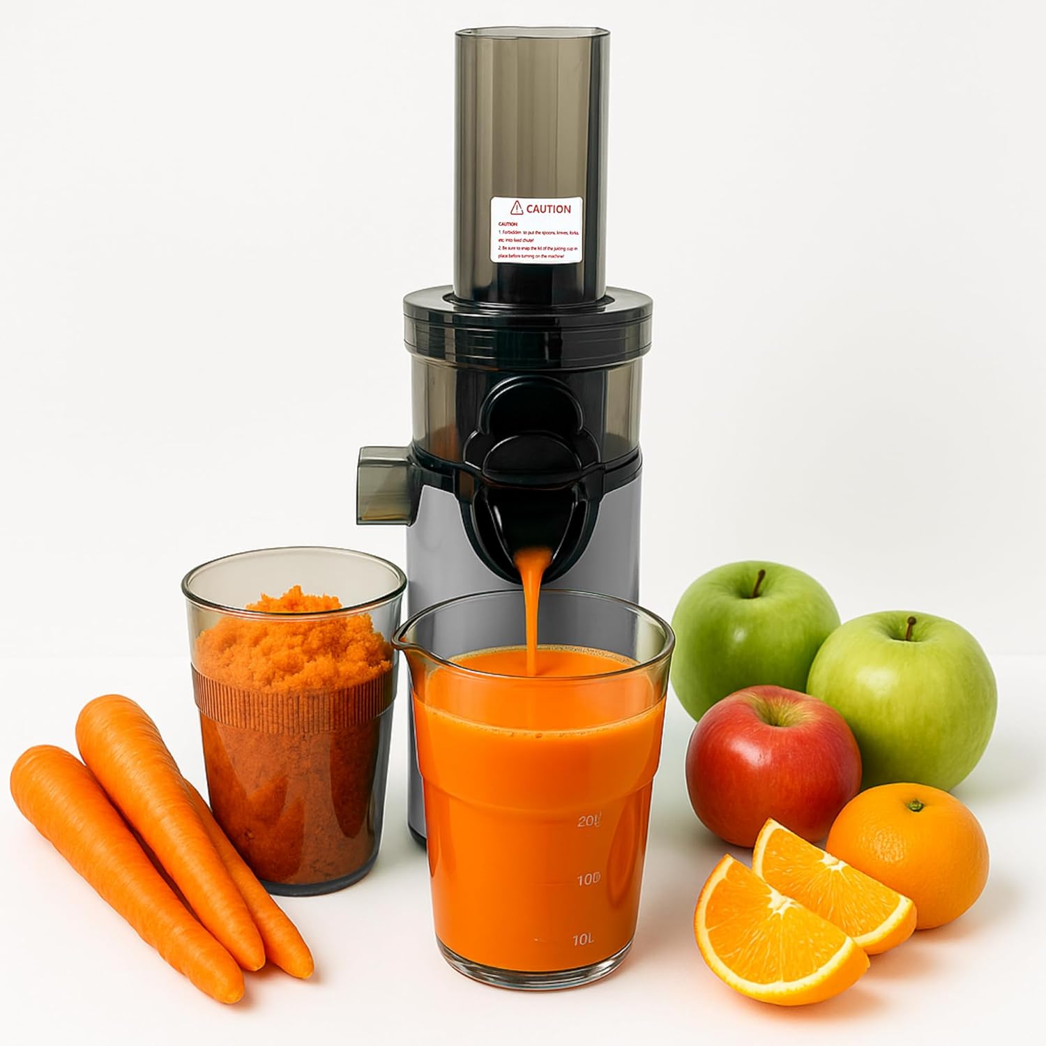 JuiceInstant - Estrattore di succhi compatto per frutta e verdura, spremiagrumi elettrico senza BPA, con setaccio, antigoccia, frullatore lento che conserva vitamine (acqua)