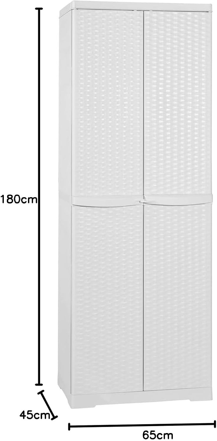 MOBILE BOX PORTASCOPE RATTAN BIANCO 65X45X180 DA ESTERNO LINE ELEGANCE