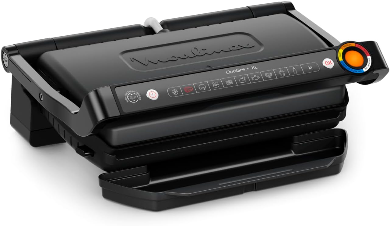 Moulinex Optigrill+ XL, Griglia Elettrica da Interno Ideale per Cucinare Carne, Pesce e Verdure, Indicatore di Cottura, 9 Programmi Automatici, Piastre Antiaderenti Facile da Pulire, GI7278