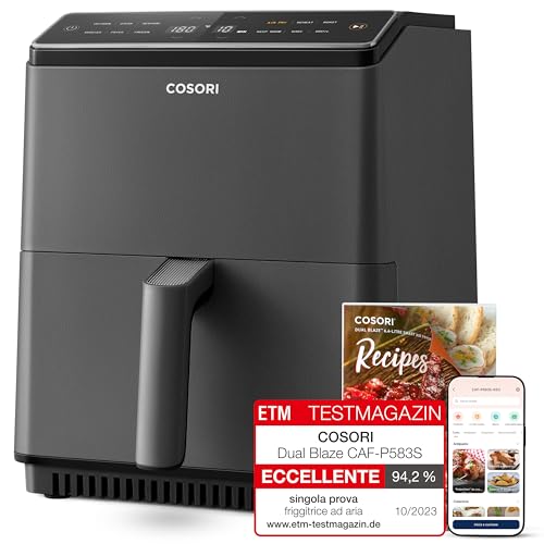 COSORI Friggitrice ad Aria, Air Fryer 6,4L (1,8Kg), Forno Elettrico, Doppia Resistenza, Connessione Wifi, 12 Funzioni Preimpostate, Libro&APP Ricette, 1700W, P583S ‎Grigio Scuro : Amazon.it: Casa e cucina