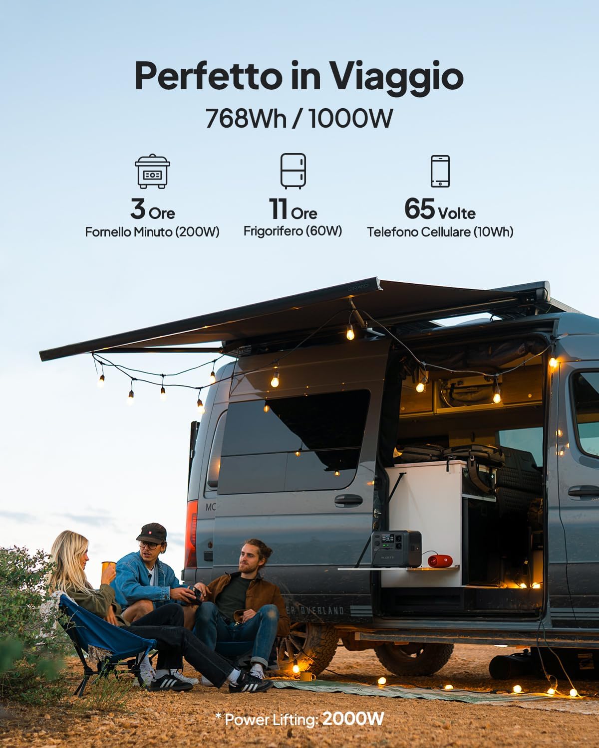 BLUETTI Portable Power Station AC70, 768Wh LiFePO4 Backup Battery, 2 1000W AC Outputs (Power Lifting 2000W) 100W Type-C, 45 minutes from 0 to 80%, Solar Generator for Camping, Travel