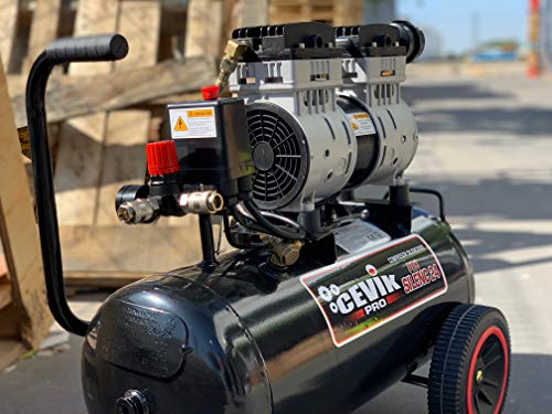 CEVIK PRO   CA PRO24SILENC   Compressore d'Aria Silenzioso   62 dB   Capacità 24 L   Motore 1.5HP   Pressione Max 8 Bar   Portata 150 l/min   Senza Olio   Senza Manutenzione   Compatto e Portatile : Amazon.it: Fai da te