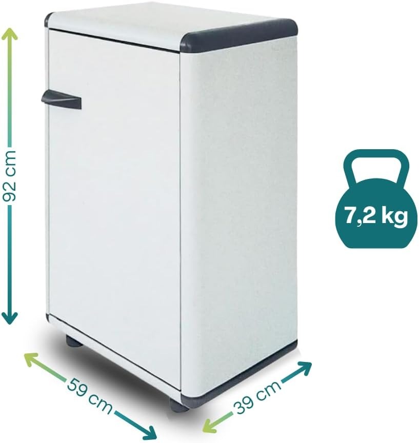 PALUPLUS Porta Bombole Gas a 1 Anta in PVC di Colore Grigio, Misura 59x39x92 cm, Maniglia e Piedi Antiscivolo, Mobile da Esterno, Made in Italy -176C