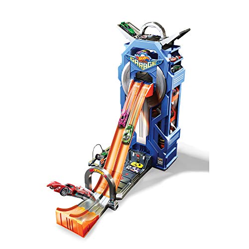 Hot Wheels Torre Garage Enorme Playset per Macchinine con Pista da Corsa a 2 Corsie, Include Veicolo e Rampa di Lancio, per Bambini 5   Anni, FTB68, Imballaggio Standard : Giochi e giocattoli