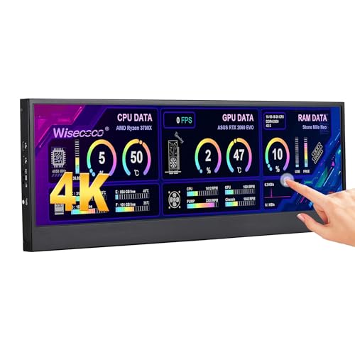 14'' 4K UHD IPS 3840x1100 Stretched Bar Touch Screen Display Monitor per computer portatile PC Velocità Temperatura Windows Aida64 CPU GPU HDMI Monitor secondario per musica Media Timeline Editing : Informatica