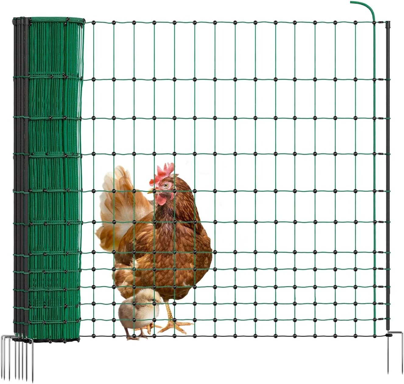 VOSS.farming Rete Non elettrificabile per pollame Basic, 50m di Lunghezza, 112 cm di Altezza, a 2 Punte, Verde, Rete per maiali, capre, agnelli e Animali Domestici