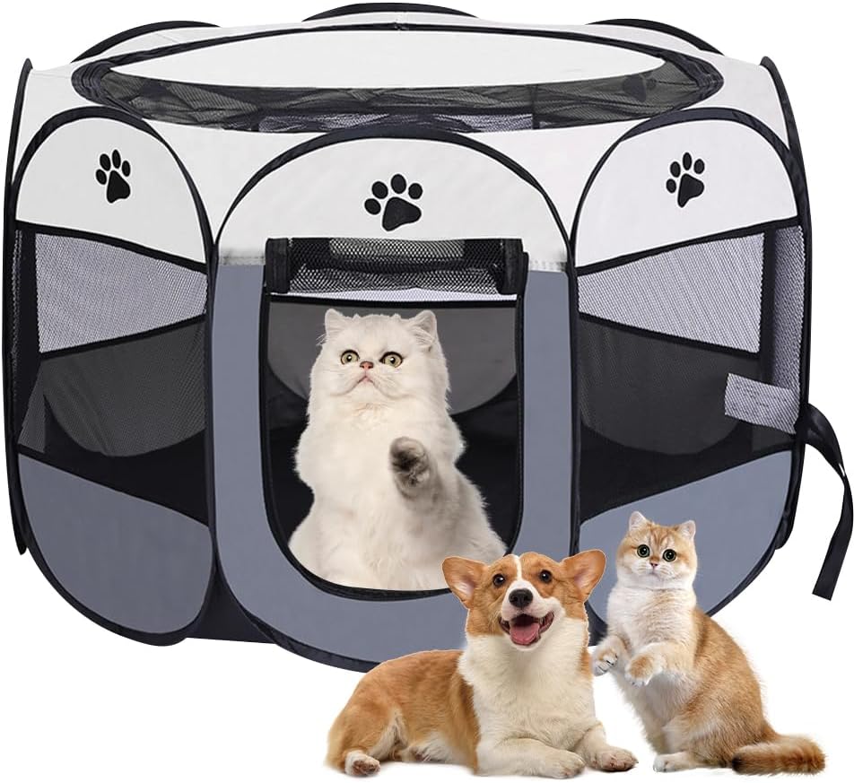 ZOYDP Indoor Dog Playpen 73 x 73 x 43 cm for Small Puppies, Rabbits and Cats for Indoor or Outdoor Use