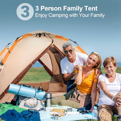 BETENST Tenda da Campeggio, Tenda Pop Up 3 Persone Famiglia Tenda a Cupola Impermeabile Antivento con 2 Porte a Rete, 2 Finestre a Rete, 2 in 1 Doppi Strati per Campeggio Escursioni Zaino in Spalla : Amazon.it: Sport e tempo libero
