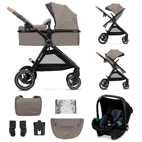 Kinderkraft ESME Trio passeggino neonati 3 in 1 fino 26 kg, con Ovetto I SIZE 40 75 cm, Carrozzina reversibile fronte mamma e strada, Pieghevole, Beige : Prima infanzia