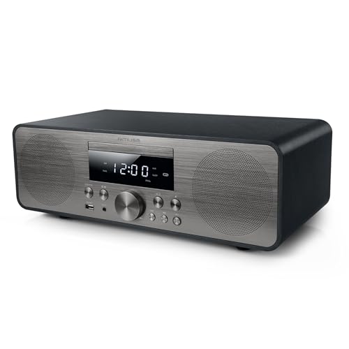 Muse M 880 BTC Design   Sistema stereo Bluetooth con lettore CD e USB (FM, PLL, NFC, AUX), 80 Watt, nero/argento : Elettronica