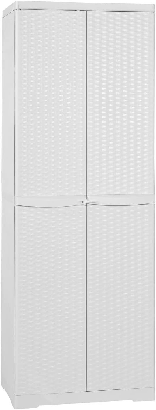 MOBILE BOX PORTASCOPE RATTAN BIANCO 65X45X180 DA ESTERNO LINE ELEGANCE