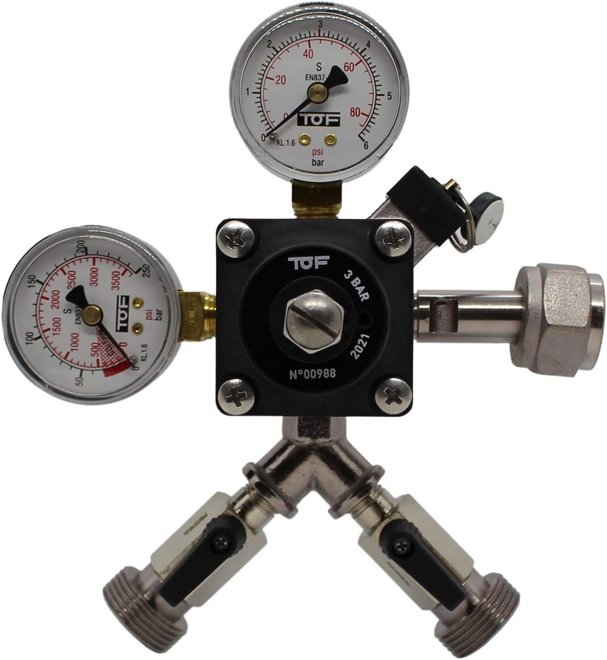ich-zapfe Pressure Reducer 2 Lines CO2 for Beer Dispenser Beer 3 Bar
