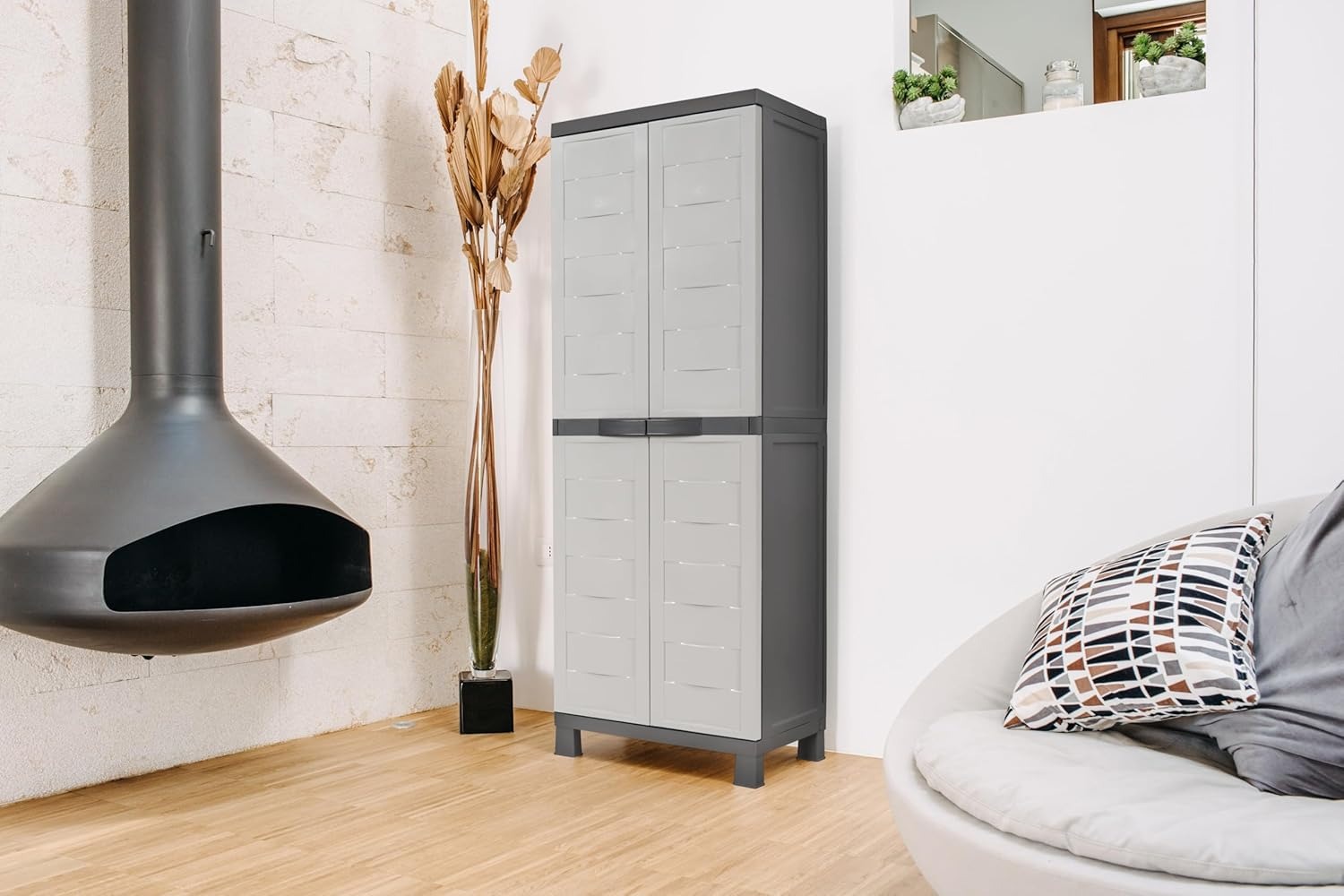 Toomax Armadio ambition midi tuttopiani con 3 ripiani, colore nero/grigio tortora