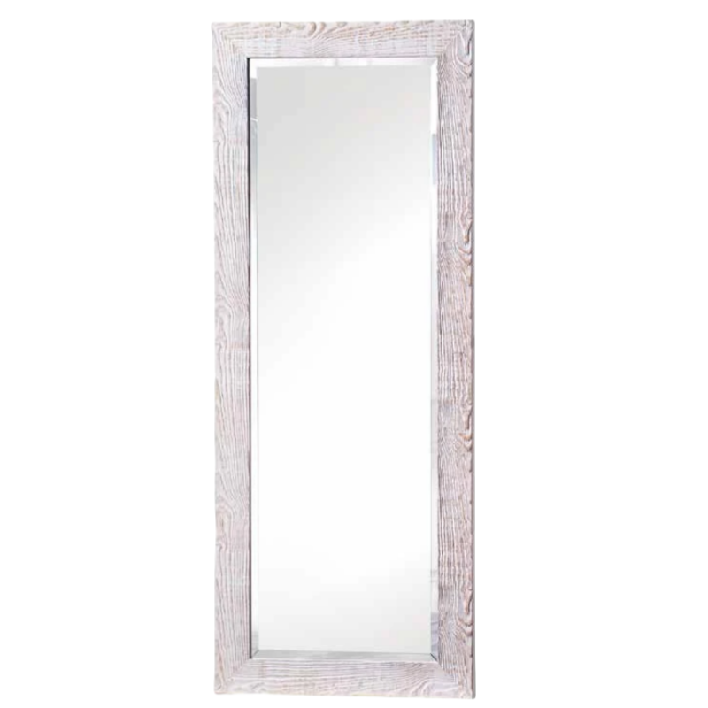 Specchiera rettangolare in legno laccata bianca sabbiata misure l.180x70