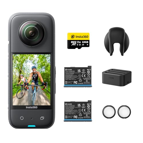 Insta360 X3 Kit Batteria   Action Cam 360 impermeabile con sensore da 1/2", foto 360 da 72MP, video 360 5.7K, stabilizzazione, touch screen 2,29", vibrazione, editing IA, live streaming, webcam : Elettronica