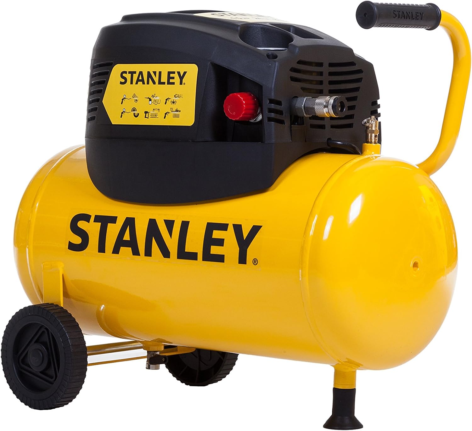 STANLEY D 200 Compressore 6 Lt 1,5Hp, Pressione Max 8 Bar/116 Ps, Rumorosità 97 Db, ‎38 x 38 x 35 cm, 9 Kg