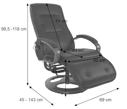 Mendler Poltrona Relax Arles II Massaggio Ecopelle Altezza Regolabile 99 118cm Marrone : Amazon.it: Salute e cura della persona