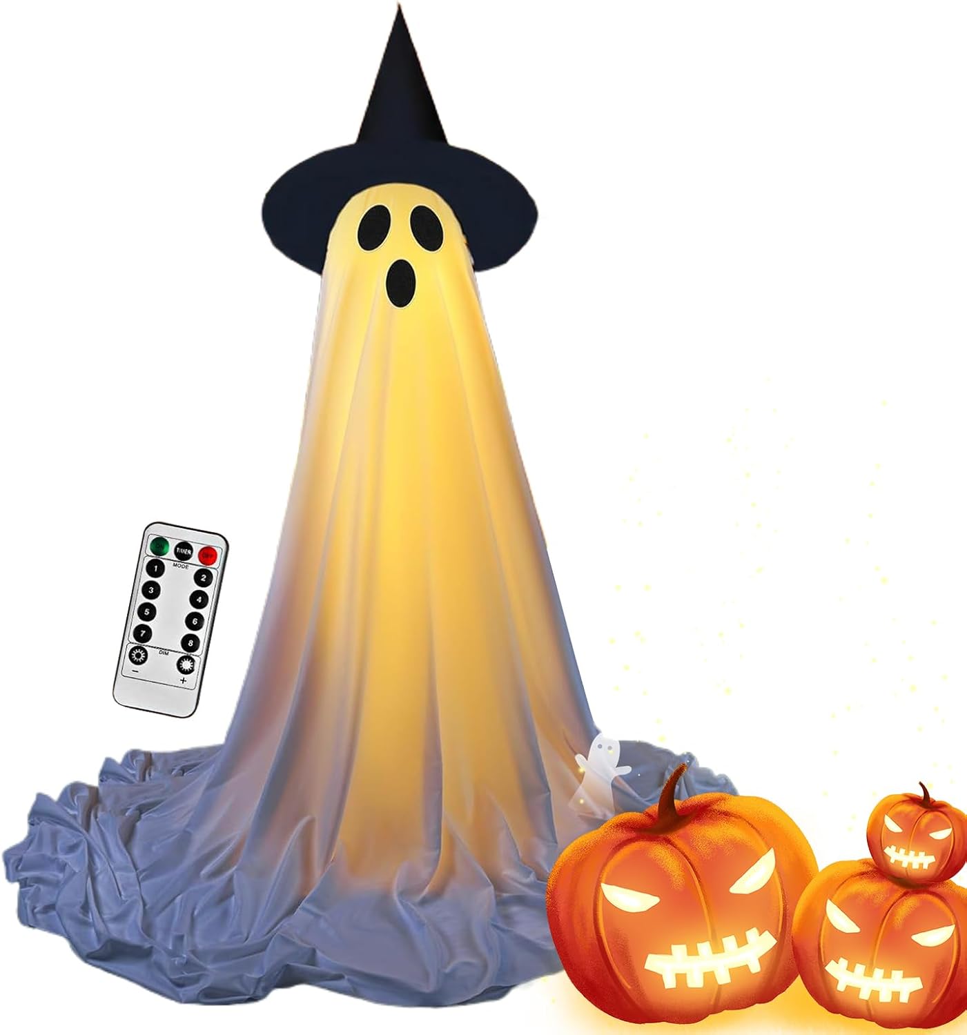 Grandi fantasmi di stoffa bianca illuminatii | Decorazioni fantasma scintillanti con luci a LED,grandi decorazioni di Halloween per esterni con telecomando, per casa, giardino, cortile