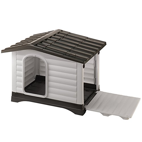 Ferplast DOGVILLA 110 Casetta per Cani con Tetto e Lato Apribili   Sistema Drenaggio Liquidi   Griglia Aerazione   Porta Antimorso in Alluminio   Piedi Isolanti   111 x 84 x h 79 cm : Amazon.it: Prodotti per animali domestici