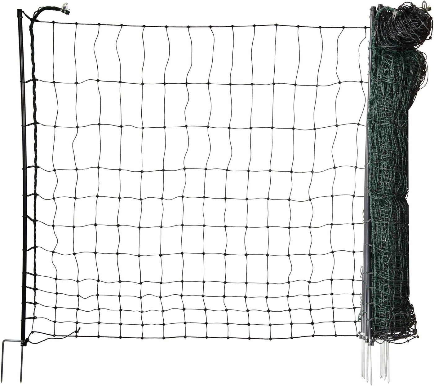 horizont easyLine - Recinzione per polli da 50 m di lunghezza, 110 cm di altezza, 14 pali in fibra di vetro con doppia punta – verde, recinzione per pollame senza elettricità, recinto mobile, recinto