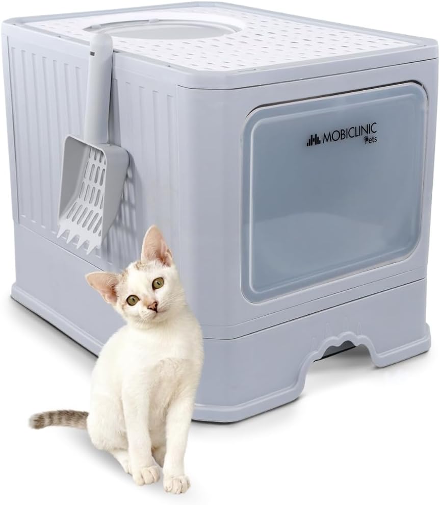 Mobiclinic庐 pets, Lettiera per gatti coperta, Cassetto estraibile, Include palett, Catbox, Doppia entrata frontale e superiore con coperchio, Griglia, Struttura smontabile