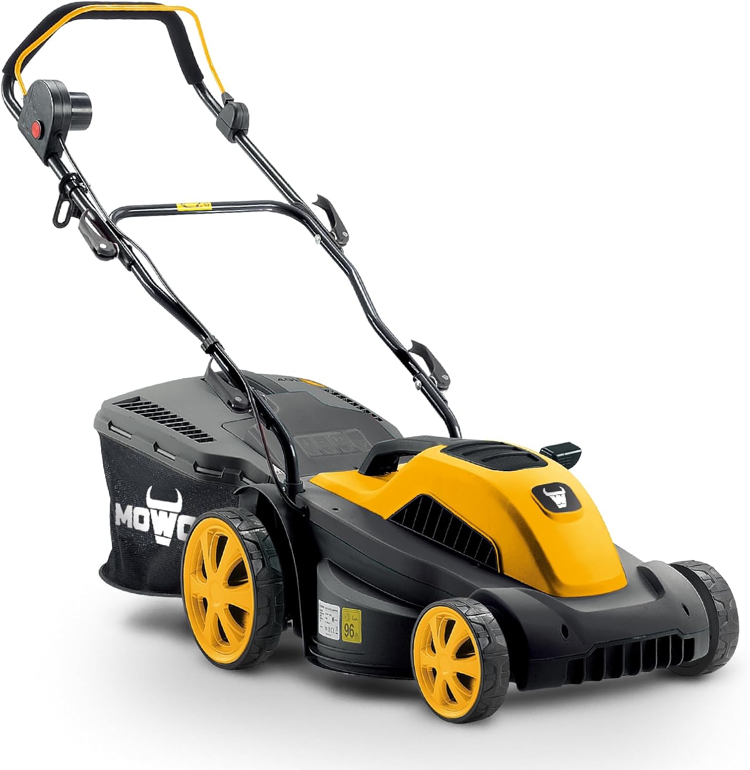 MOWOX POWER Potente Tagliaerba Elettrico, 1800W, Larghezza di Taglio di 43 cm, Regolazione dell'Altezza su 5 Posizioni, Manubrio Pieghevole, Sacco per l'Erba da 50L