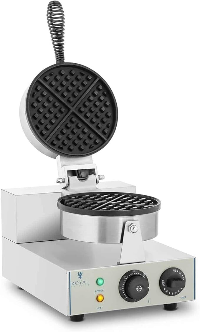 Royal Catering - RCWM-1300-R - Piastra rotonda per waffel - 1.300 Watt