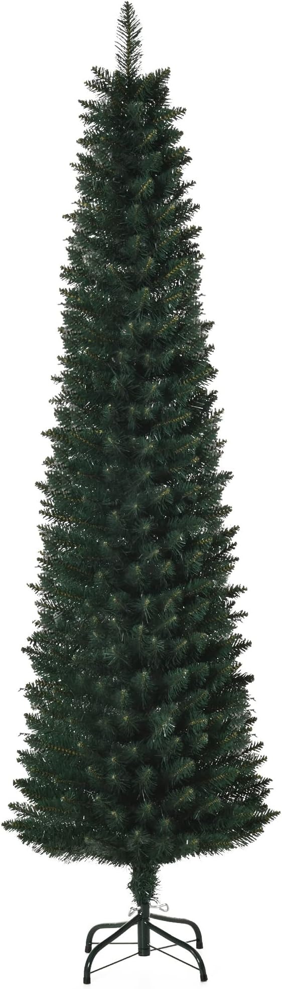 HOMCOM Albero di Natale Artificiale Alto 180cm con Base Pieghevole, 380 Rami, in PVC e Metallo, Verde